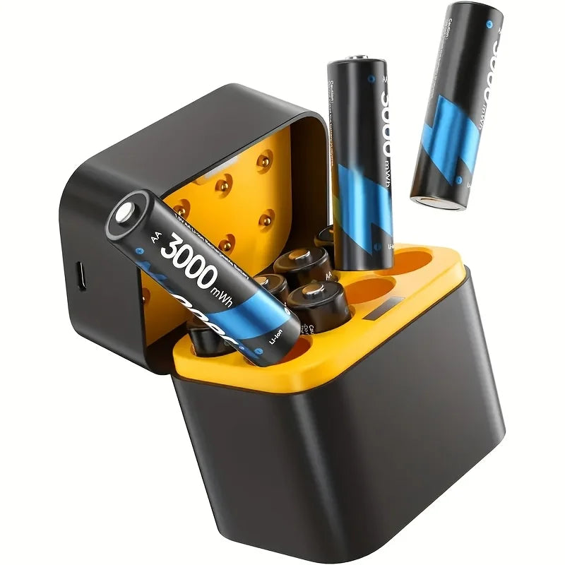 High Capacity AA Lithium Rechargeable Batteries 1.5V 3600mWh (8 Sets)